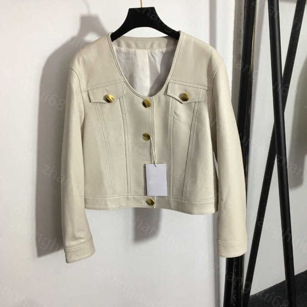 23ss womens designer clothing women leather jacket custom carriage gold buckle chest fake pocket u-collar leather jacket 100% imported sheep, Black
23ss womens designer clothing women leather jacket custom carriage gold buckle chest fake pocket u-collar leather jacket 100% imported sheep, Black