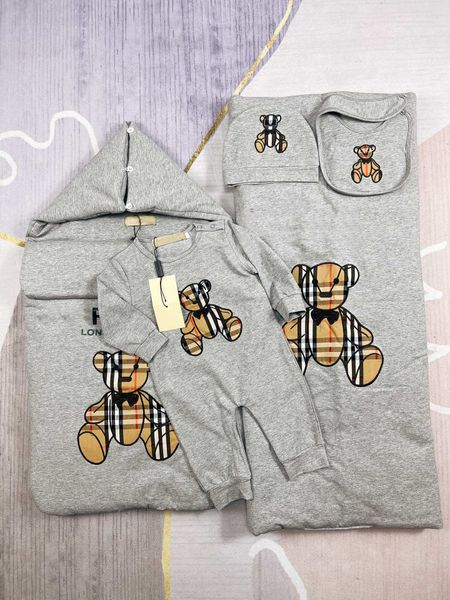 the brand designer checked newborn climbing suit cute bear bag is worn out with a hat and saliva towel, Blue
the brand designer checked newborn climbing suit cute bear bag is worn out with a hat and saliva towel, Blue