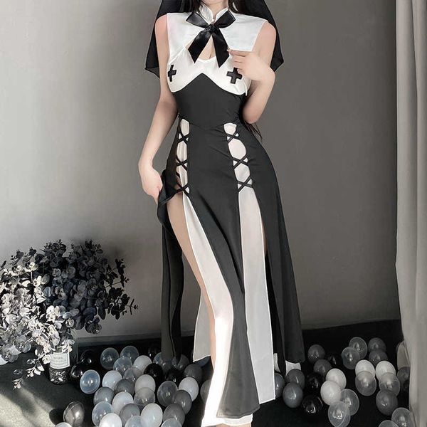 set anime nun role play maid cosplay costume suit women lingerie kawaii dress headgear halloween black hollow passion uniformhkd230703, Black;white
set anime nun role play maid cosplay costume suit women lingerie kawaii dress headgear halloween black hollow passion uniformhkd230703, Black;white