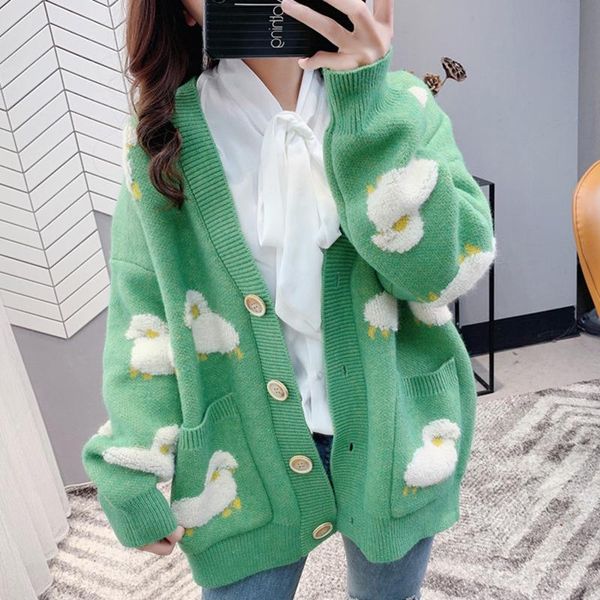 sweaters autumn winter knitted female cardigan loose streetwear knit sweater coat cute cartoon print v neck knitted cardigan women jacket, White;black
sweaters autumn winter knitted female cardigan loose streetwear knit sweater coat cute cartoon print v neck knitted cardigan women jacket, White;black