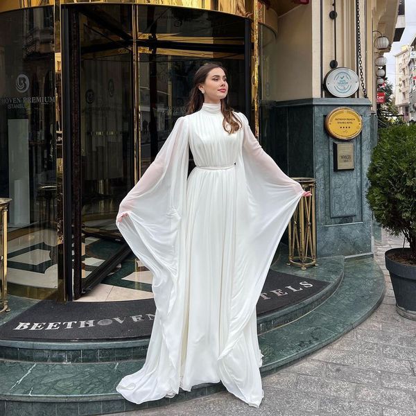 white chiffon muslim prom dresses high neck long sleeve pleat islam females formal gown vestidos de fiesta, Black
white chiffon muslim prom dresses high neck long sleeve pleat islam females formal gown vestidos de fiesta, Black