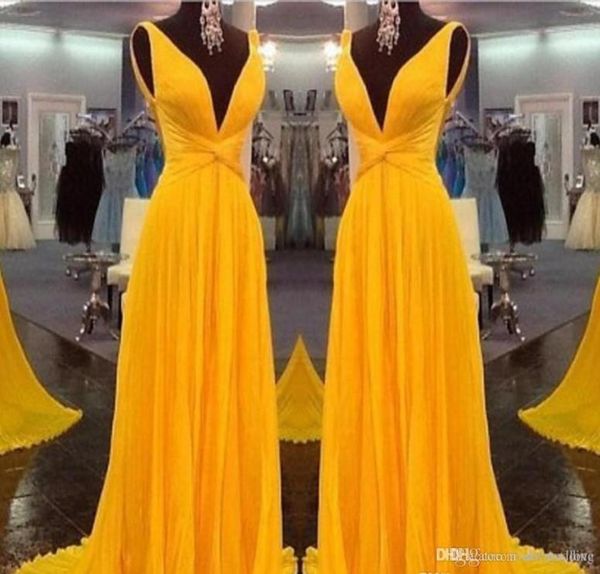 2019 yellow plunging v neck evening dress aline sleeveless chiffon formal holiday wear prom party gown custom made plus size9718593, Black;red
2019 yellow plunging v neck evening dress aline sleeveless chiffon formal holiday wear prom party gown custom made plus size9718593, Black;red