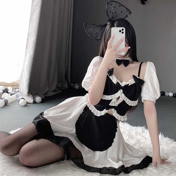 set french apron maid fancy dress costumes women lingerie erotic role play maid outfit naughty lace satin dress plus sizehkd230703, Black;white
set french apron maid fancy dress costumes women lingerie erotic role play maid outfit naughty lace satin dress plus sizehkd230703, Black;white