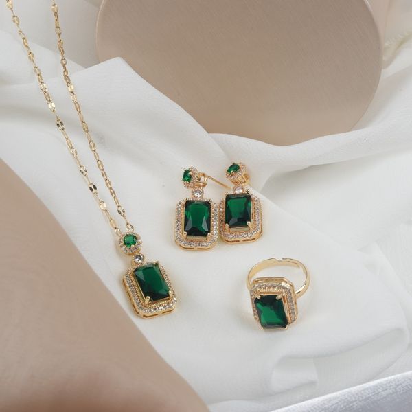 earrings necklace carlidana 3pcs/set non-fadding green gold color vintage square stainless steel necklace/earrings/ring for women jewelry gi, Silver
earrings necklace carlidana 3pcs/set non-fadding green gold color vintage square stainless steel necklace/earrings/ring for women jewelry gi, Silver
