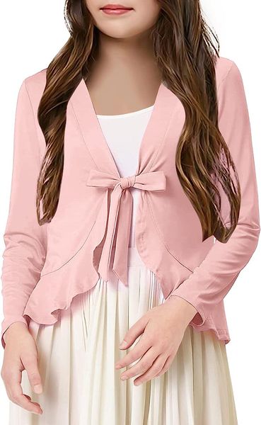 girls long sleeve open front summer cardigan tie-up ruffled bolero shrugs childrens dress cover up jackets for kids, Blue
girls long sleeve open front summer cardigan tie-up ruffled bolero shrugs childrens dress cover up jackets for kids, Blue