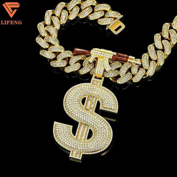 men hiphop dollar sign gold plated pendants with miami cuban link chain full ice out fashion custom vvs moissanite pendant, Silver
men hiphop dollar sign gold plated pendants with miami cuban link chain full ice out fashion custom vvs moissanite pendant, Silver