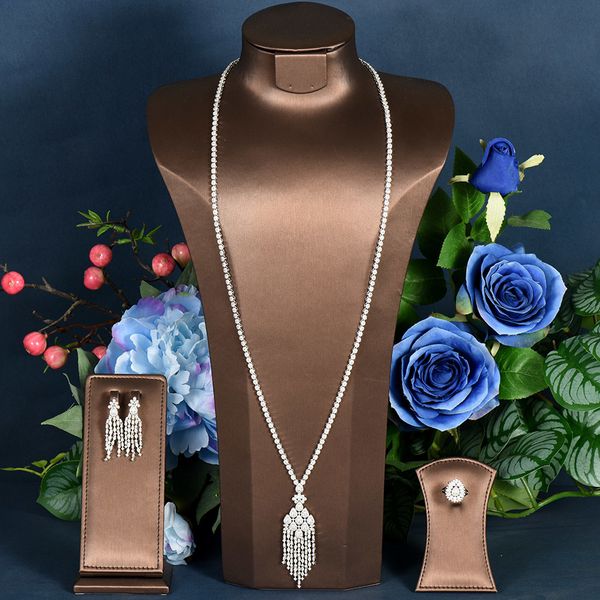 earrings necklace hibride luxury 3pcs long sweater chain necklace earring sets for women bridal wedding cubic zirconia dubai party jewelry n, Silver
earrings necklace hibride luxury 3pcs long sweater chain necklace earring sets for women bridal wedding cubic zirconia dubai party jewelry n, Silver
