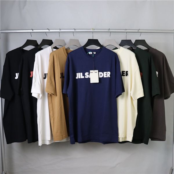 jil minimalist style t shirt mens designer fashion tees loose sander lettering cotton short sleeved casual shirts for men and women, White;black
jil minimalist style t shirt mens designer fashion tees loose sander lettering cotton short sleeved casual shirts for men and women, White;black