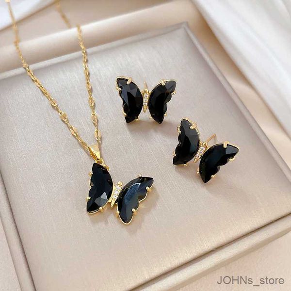 pendant fashion retro cute transparent butterfly necklace earrings classic wedding white romantic stainless steel chain r230829, Silver
pendant fashion retro cute transparent butterfly necklace earrings classic wedding white romantic stainless steel chain r230829, Silver