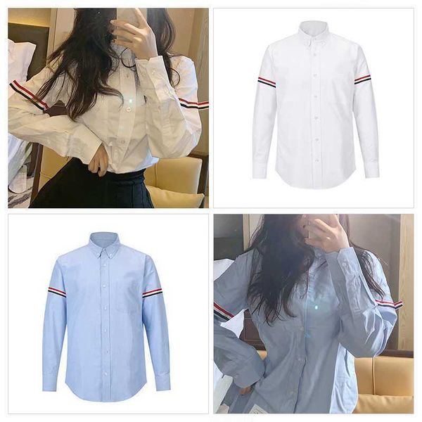tb thom men's shirt women striped armband men's clothing casual oxford slim fit korean fashion women's blouses 2023, White;black
tb thom men's shirt women striped armband men's clothing casual oxford slim fit korean fashion women's blouses 2023, White;black