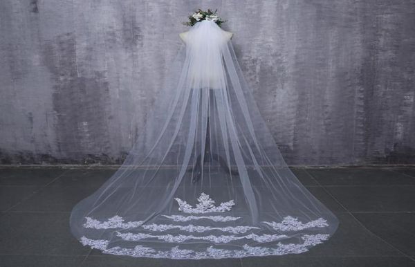 2019 bride veils white applique tulle 3 meters veu de noiva long wedding bridal accessories lace veil1716552, Black
2019 bride veils white applique tulle 3 meters veu de noiva long wedding bridal accessories lace veil1716552, Black