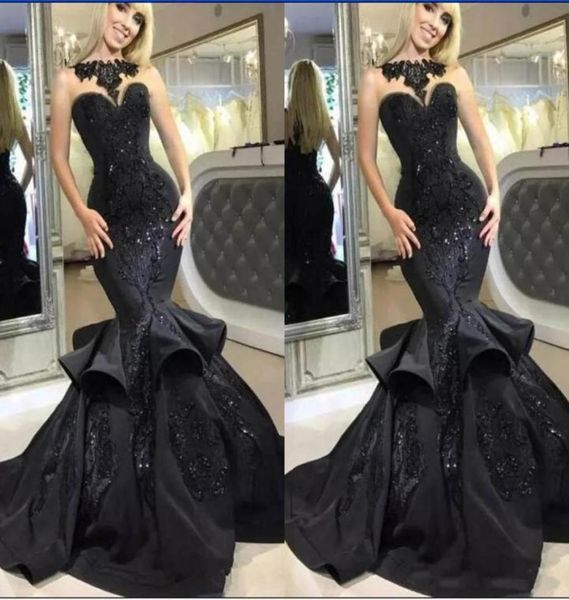 2019 black mermaid prom dresses with ruffles lace applique sleeveless sweetheart custom made evening party dress formal occas8641587
2019 black mermaid prom dresses with ruffles lace applique sleeveless sweetheart custom made evening party dress formal occas8641587