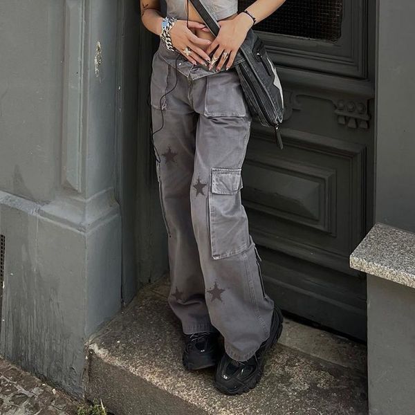 women s jeans street star multi pocket cargo pant high vintage washed hip hop grey fashion casual mid waist wide leg 230701, Blue
women s jeans street star multi pocket cargo pant high vintage washed hip hop grey fashion casual mid waist wide leg 230701, Blue