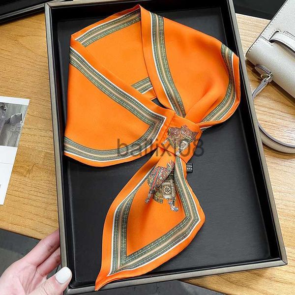 scarves fashion print hair ribbons scarf women silk scrunchies hair bands female neck tie skinny bag scarfs bandana cessories headware j2307, Blue;gray
