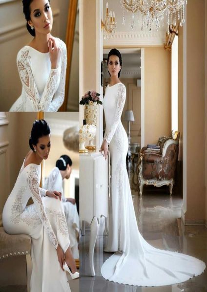 modest satin mermaid wedding dresses long sleeves lace applique beaded sweep train boho wedding dress bridal gowns plus size7628563, White
modest satin mermaid wedding dresses long sleeves lace applique beaded sweep train boho wedding dress bridal gowns plus size7628563, White