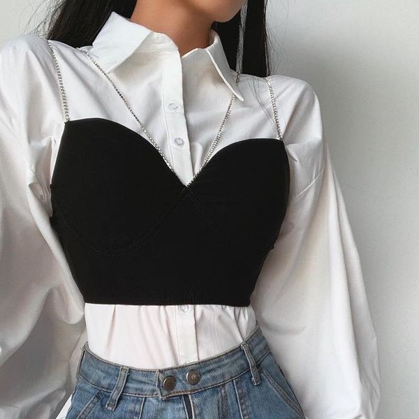 t-shirt 2022 women's spring and summer new pure color vest flash diamond chain bra sling dresses y2k clothes crop traf, White
t-shirt 2022 women's spring and summer new pure color vest flash diamond chain bra sling dresses y2k clothes crop traf, White
