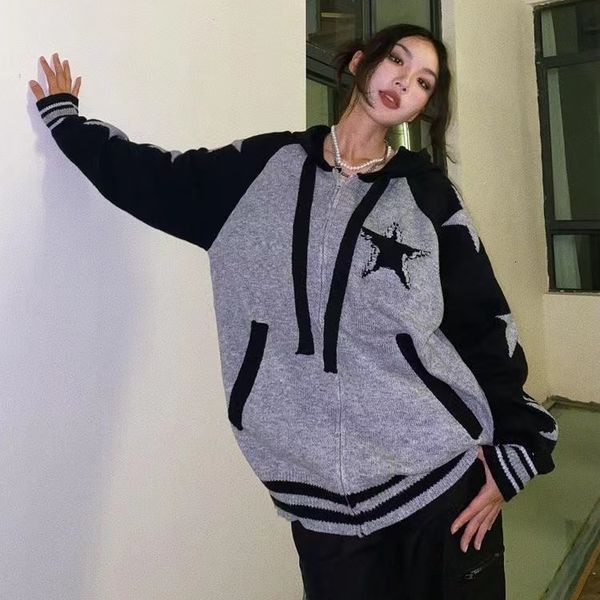 men s hoodies sweatshirts retro star cardigan hooded jacket female american couple sports wind winter loose ins gothic fashion knit trendy 2, Black
men s hoodies sweatshirts retro star cardigan hooded jacket female american couple sports wind winter loose ins gothic fashion knit trendy 2, Black
