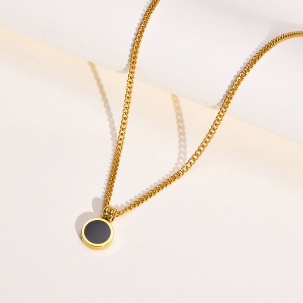 simple women's necklace stainless steel black round brand agate men and women money jewelry, Silver
simple women's necklace stainless steel black round brand agate men and women money jewelry, Silver