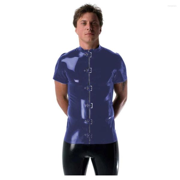 men's t shirts fashion mens t-shirt shiny pvc leather front zipper with buckles faux latex club costume streetwear punk style tees, White;black
men's t shirts fashion mens t-shirt shiny pvc leather front zipper with buckles faux latex club costume streetwear punk style tees, White;black