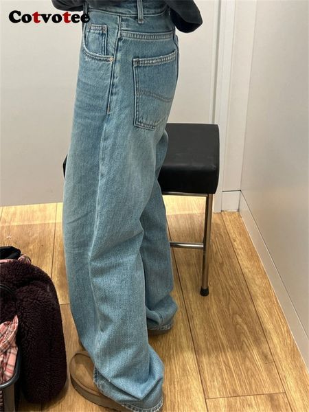 women s jeans cotvotee blue for women 2023 fashion vintage washed high waisted chic streetwear loose straight wide leg 230701
women s jeans cotvotee blue for women 2023 fashion vintage washed high waisted chic streetwear loose straight wide leg 230701