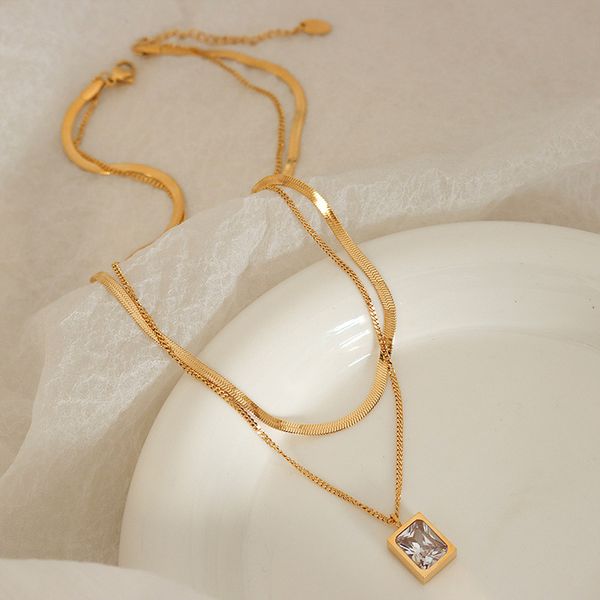 simple personality stack wear double chain necklace zircon pendant everything, Silver
simple personality stack wear double chain necklace zircon pendant everything, Silver