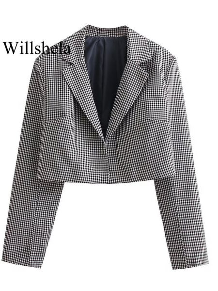 women s suits blazers willshela women fashion plaid cardigan cropped blazer vintage notched neck long sleeve female chic lady outfits 230701, White;black
women s suits blazers willshela women fashion plaid cardigan cropped blazer vintage notched neck long sleeve female chic lady outfits 230701, White;black