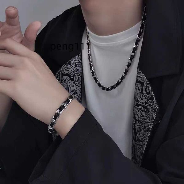 ins 2023 new style titanium steel leather chain men's trend senior sense simple hip hop necklace bracelet suit, Silver
ins 2023 new style titanium steel leather chain men's trend senior sense simple hip hop necklace bracelet suit, Silver