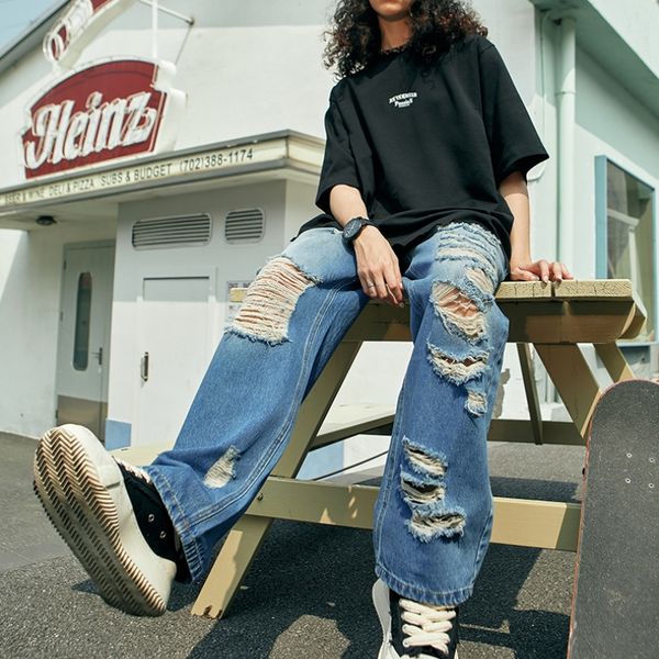 boutique jeans designer men and women ripped hole wash denim wide-leg woman pants 2023 spring summer fashion brand street wide-leg pants men, Blue
boutique jeans designer men and women ripped hole wash denim wide-leg woman pants 2023 spring summer fashion brand street wide-leg pants men, Blue