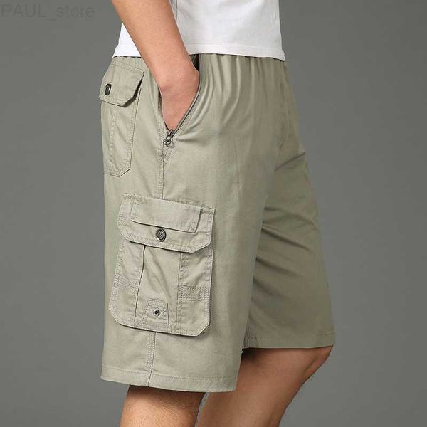 men's 2022 men bermuda cotton pocket zip cargo shorts fashion style elastic army male summer casual knee length vintage yellow l230703, White;black
men's 2022 men bermuda cotton pocket zip cargo shorts fashion style elastic army male summer casual knee length vintage yellow l230703, White;black