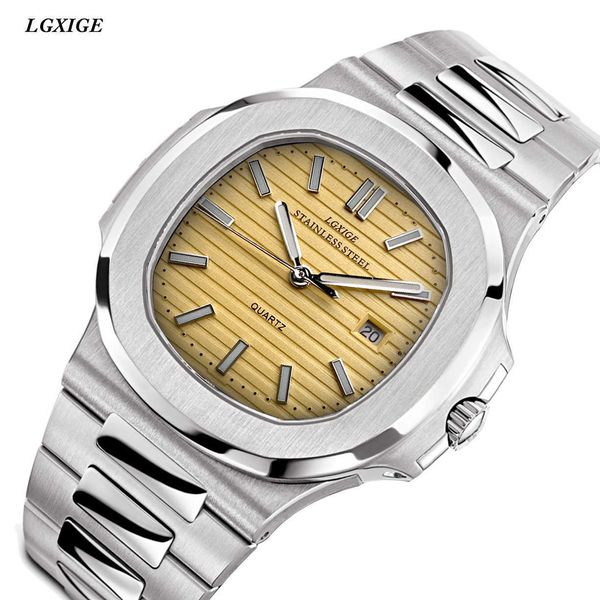 new fashion watch nautilus all-steel glow calendar, Slivery;brown