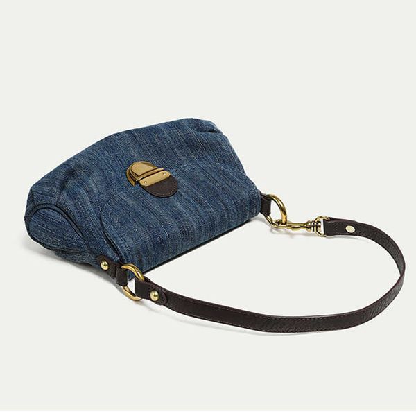 denim colored medium antique underarm bag for women with and small group pleated lock buckle single shoulder crossbody bag
denim colored medium antique underarm bag for women with and small group pleated lock buckle single shoulder crossbody bag