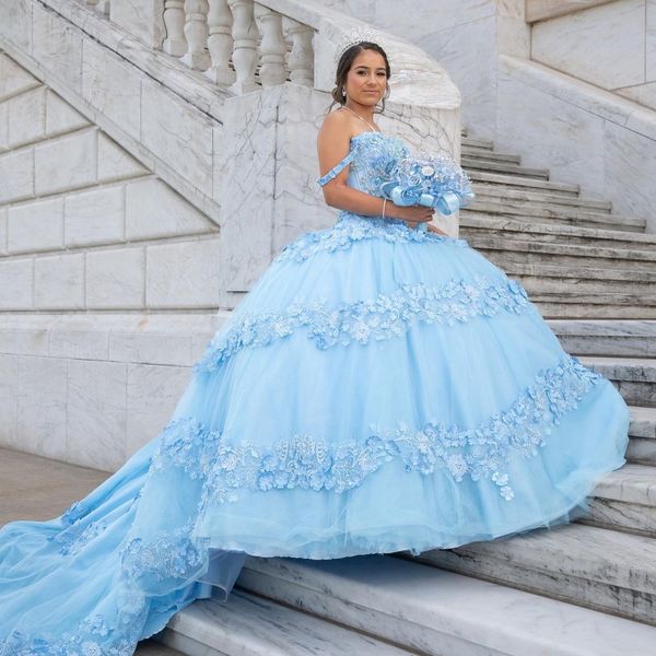 sky blue sweetheart ball gown quinceanera dresses 2023 off shoulder beaded appliques 3dflower sweet 16 dress vestidos de 15 anos, Blue;red
sky blue sweetheart ball gown quinceanera dresses 2023 off shoulder beaded appliques 3dflower sweet 16 dress vestidos de 15 anos, Blue;red