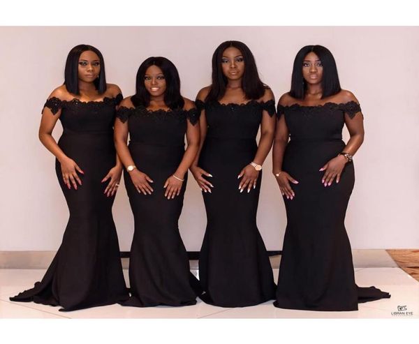new elegant off the shoulder black mermaid bridesmaid dresses lace appliqued short sleeves arabic african maid of honor gowns chea5721551, White;pink 
new elegant off the shoulder black mermaid bridesmaid dresses lace appliqued short sleeves arabic african maid of honor gowns chea5721551, White;pink