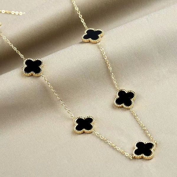 high version 18k gold titanium steel non-faded four-leaf clover double-sided fritillaria multifisted necklace female niche collarbone chain, Silver
high version 18k gold titanium steel non-faded four-leaf clover double-sided fritillaria multifisted necklace female niche collarbone chain, Silver