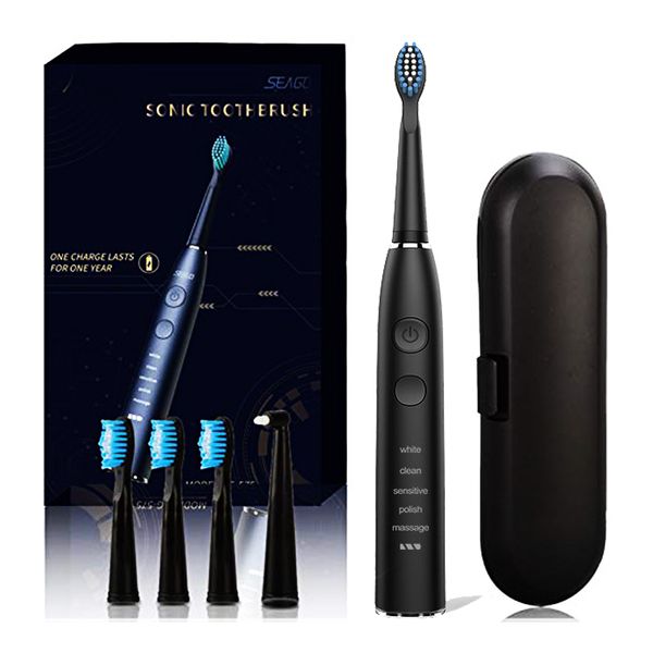 toothbrush seago sonic electric toothbrush sg-575 timer brush 5 modes usb rechargeable tooth brushes replacement heads and travel box 230701
toothbrush seago sonic electric toothbrush sg-575 timer brush 5 modes usb rechargeable tooth brushes replacement heads and travel box 230701