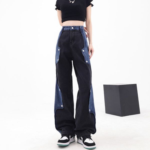 women s jeans color blocking jean s hiphop irregular design sense niche wide leg loose casual pants trendy brand trousers 230701, Blue
women s jeans color blocking jean s hiphop irregular design sense niche wide leg loose casual pants trendy brand trousers 230701, Blue