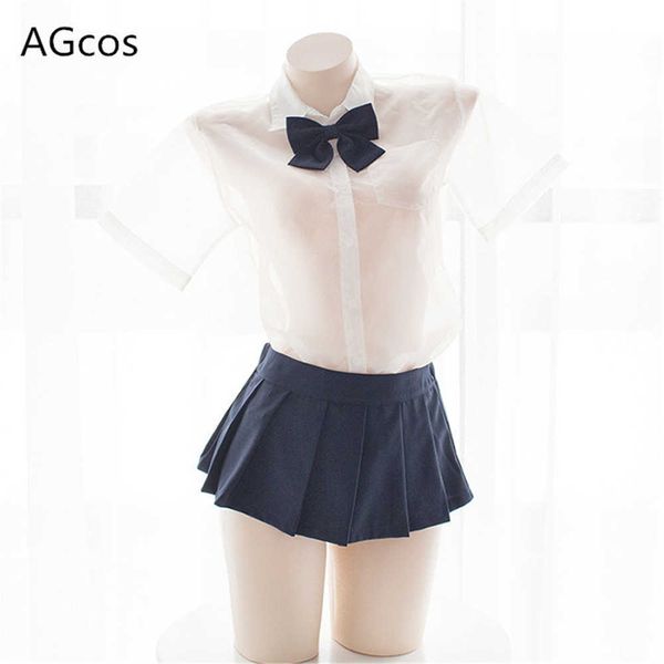 set agcos original design student transparent jk pleated skirt shirt uniforms cosplay costume set woman cosplayhkd230703, Black;white
set agcos original design student transparent jk pleated skirt shirt uniforms cosplay costume set woman cosplayhkd230703, Black;white