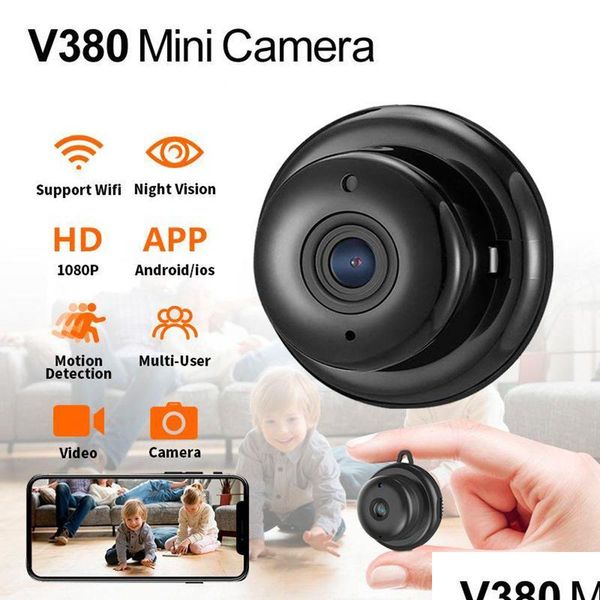 Image of Camcorders Mini Den Cameras V380 Wifi Small Infrared 1080P Wireless Ip Night Vision Cctv Camcorder Motion Detect Home Security Dual Dhu5R