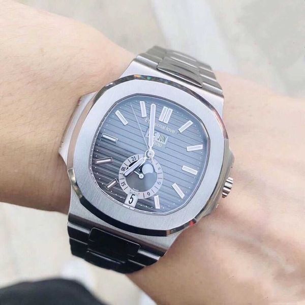 new men's luminous fashion multi-function moon phase nautilus automatic mechanical steel band wrist watch, Slivery;brown
new men's luminous fashion multi-function moon phase nautilus automatic mechanical steel band wrist watch, Slivery;brown