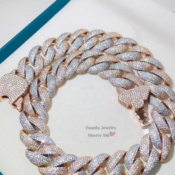 custom made clasp hip hop 23mm solid silver rose gold miami cuban chain with vvs moissanite
custom made clasp hip hop 23mm solid silver rose gold miami cuban chain with vvs moissanite
