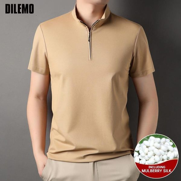 men's polos grade 47 mulberry silk zipper summer brand luxury plain polo men shirt short sleeve casual fashions clothes 230703, White;black
men's polos grade 47 mulberry silk zipper summer brand luxury plain polo men shirt short sleeve casual fashions clothes 230703, White;black