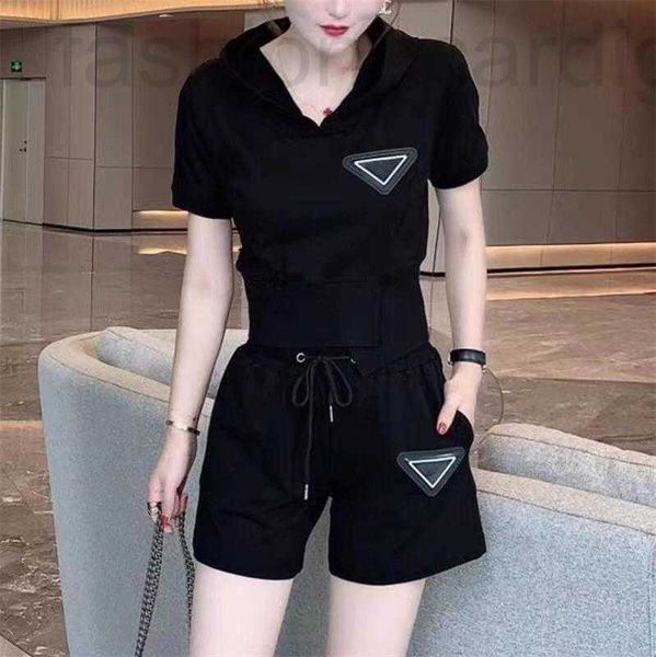 women's two piece pants designer set summer casual suit short sleeved hoodie elastic shorts with triangle badge sweat 6oa3, White
women's two piece pants designer set summer casual suit short sleeved hoodie elastic shorts with triangle badge sweat 6oa3, White