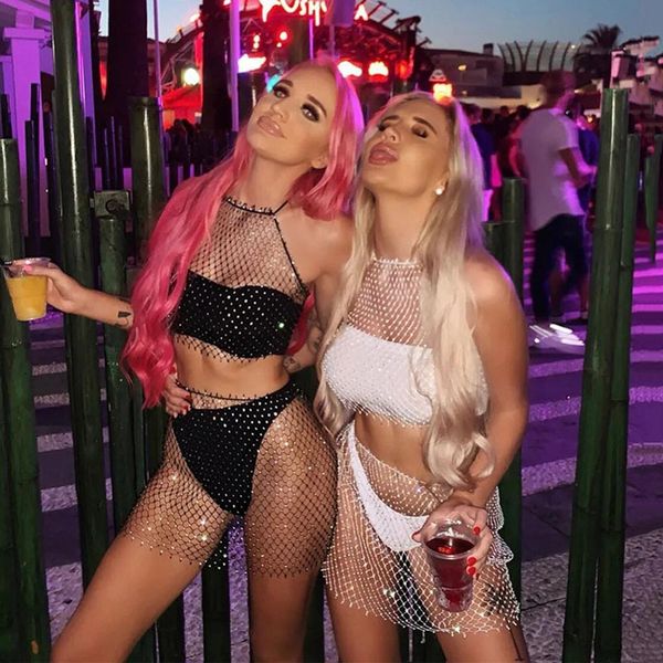 women's swimwear women mesh fishnet cover up mini skirt set hollow-out bikinis cover-ups beach rhinestones swimsuit wrap, White;black
women's swimwear women mesh fishnet cover up mini skirt set hollow-out bikinis cover-ups beach rhinestones swimsuit wrap, White;black