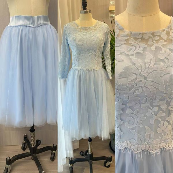 2023 sky blue bridesmaids dresses real image jewel neck lace appliques two pieces knee length long sleeves zipper back formal maid of honors, White;pink
2023 sky blue bridesmaids dresses real image jewel neck lace appliques two pieces knee length long sleeves zipper back formal maid of honors, White;pink