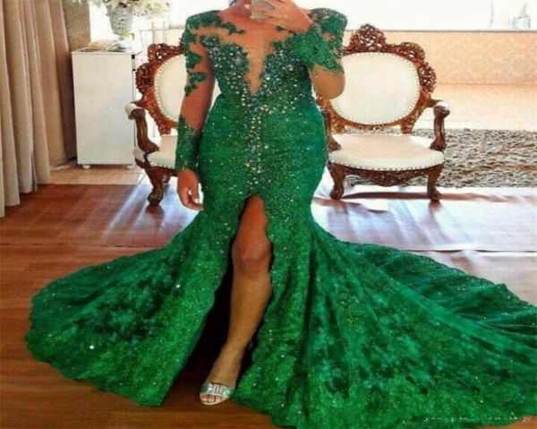 emerald high split evening dresses long sleeves crystal beaded vestido de fiesta 2020 lace prom dress customize made2726385, Black;red
emerald high split evening dresses long sleeves crystal beaded vestido de fiesta 2020 lace prom dress customize made2726385, Black;red