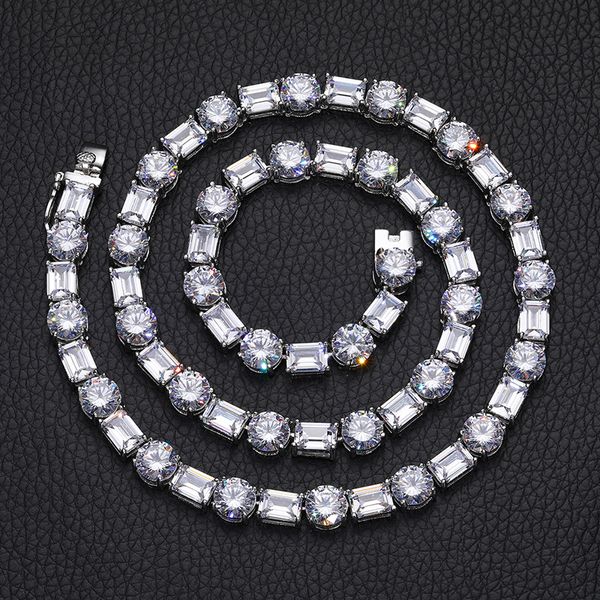 european and american minimalist style necklace with square diamonds and a row of tennis chains, versatile hip-hop rap necklace for men, Silver
european and american minimalist style necklace with square diamonds and a row of tennis chains, versatile hip-hop rap necklace for men, Silver