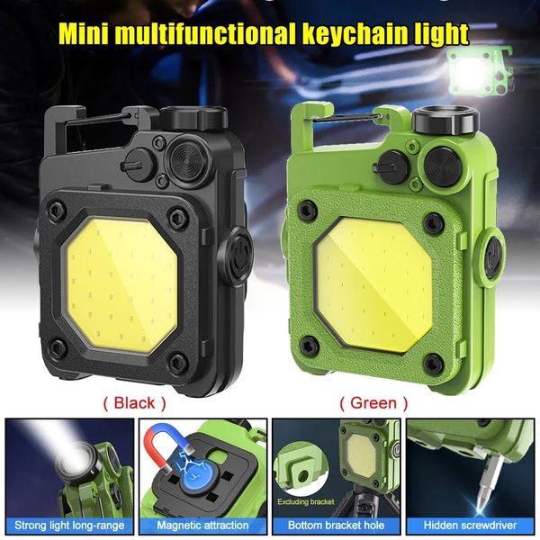 Image of Mini LED Flashlight Keychain Light USB Charging Multifunctional Portable Camping Flashlights Work Lights fishing Lanterna COB