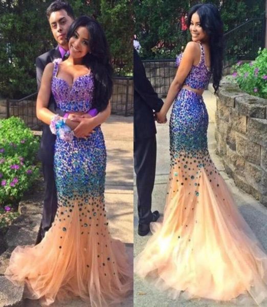 tank straps blue rhinestones two piece dresses evening dresses mermaid floor length ruffles champagne tulle prom party gowns glitt3232045, Black
tank straps blue rhinestones two piece dresses evening dresses mermaid floor length ruffles champagne tulle prom party gowns glitt3232045, Black