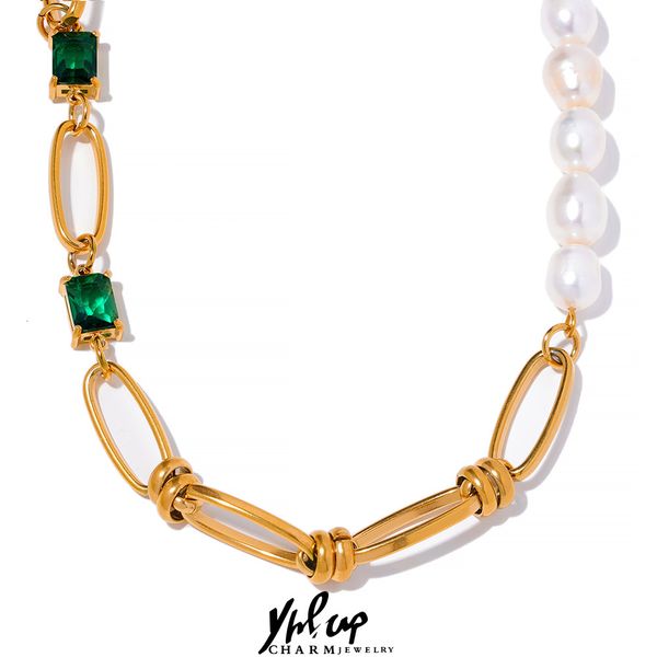 earrings necklace yhpup luxury natural pearls green zircon link chain stainless steel 18k gold color bracelet necklace waterproof jewelry gi, Silver
earrings necklace yhpup luxury natural pearls green zircon link chain stainless steel 18k gold color bracelet necklace waterproof jewelry gi, Silver