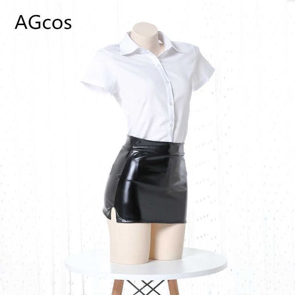 set agcos original design ol black leather skirt white shirt cosplay costume woman daily suits cosplayhkd230703, Black;white
set agcos original design ol black leather skirt white shirt cosplay costume woman daily suits cosplayhkd230703, Black;white